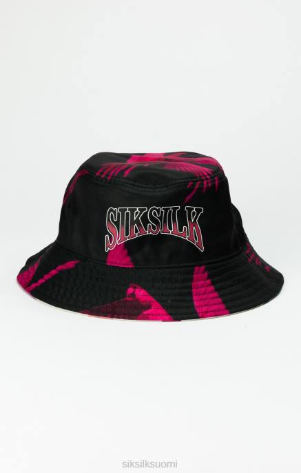 SikSilk musta käännettävä painettu ämpärihattu sukupuolineutraali 6LR8232 lisävaruste