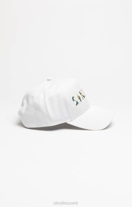 SikSilk valkoinen kukkakirjonta trucker lippis sukupuolineutraali 6LR8234 lisävaruste