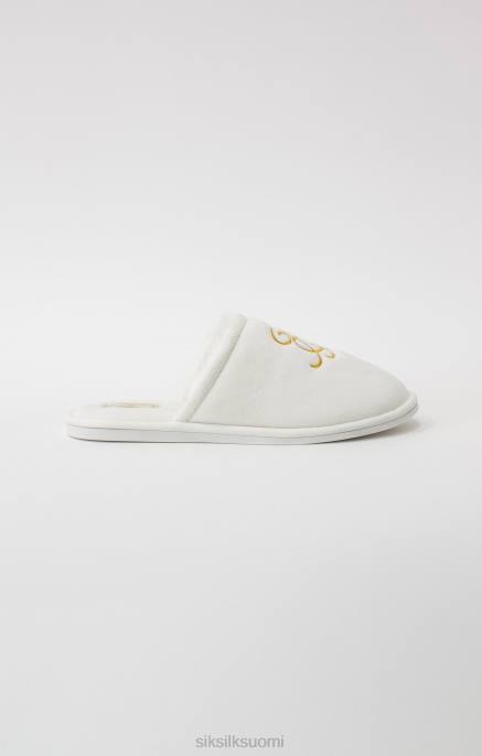 SikSilk valkoinen tohveli brodeeratulla logolla miehet 6LR86 jalkineet