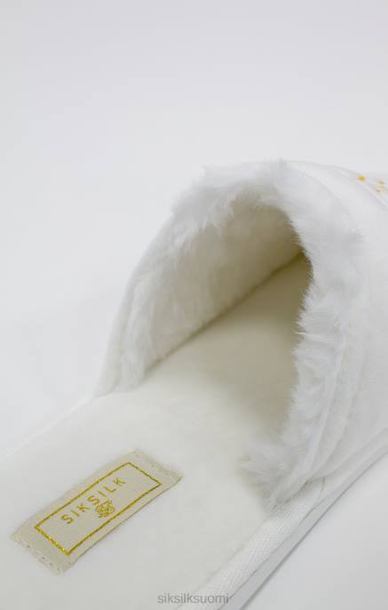 SikSilk valkoinen tohveli brodeeratulla logolla miehet 6LR86 jalkineet