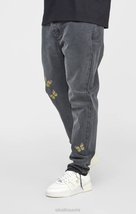 SikSilk musta butterfly suoraan istuva denim miehet 6LR8562 vaatteet