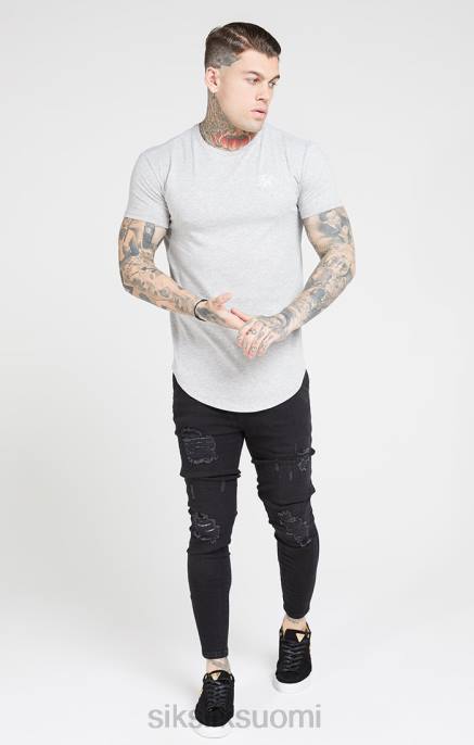 SikSilk musta pesty Essential distressed skinny farkku miehet 6LR8554 vaatteet
