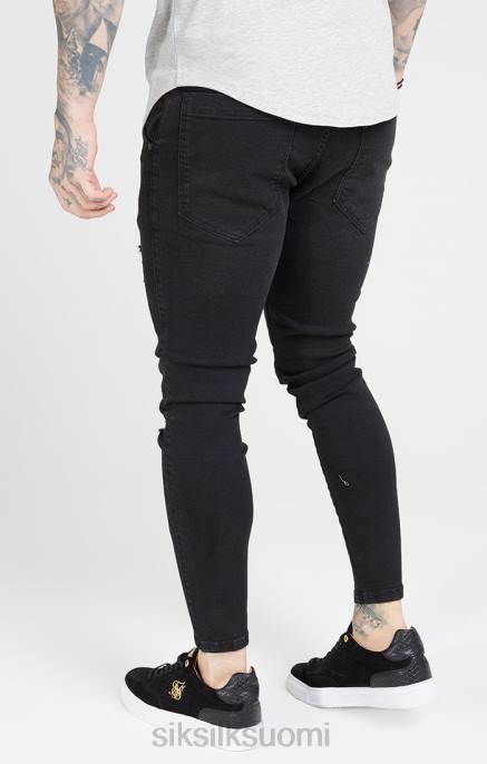 SikSilk musta pesty Essential distressed skinny farkku miehet 6LR8554 vaatteet
