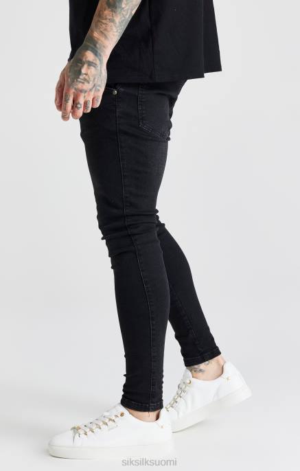SikSilk musta pesty essential skinny farkku miehet 6LR8557 vaatteet