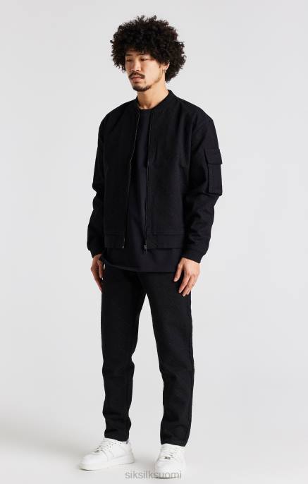 SikSilk musta toistologo slim fit denimfarkku miehet 6LR8546 vaatteet