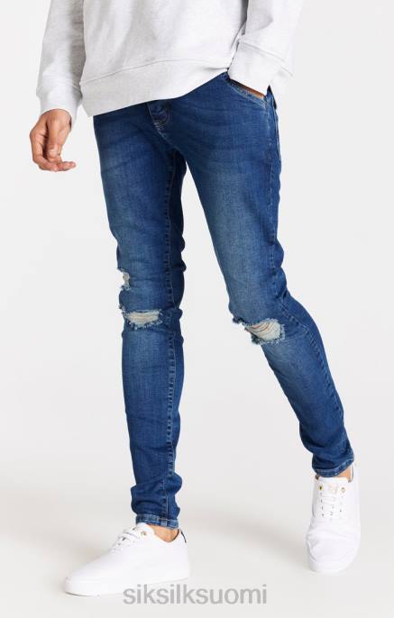 SikSilk sininen distressed slim fit farkku miehet 6LR8563 vaatteet