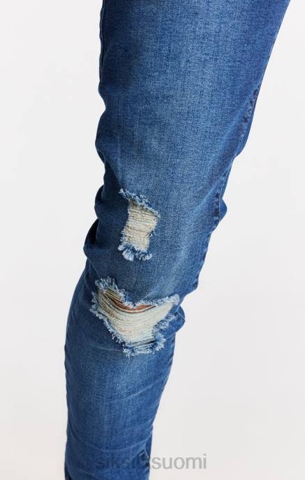 SikSilk sininen distressed slim fit farkku miehet 6LR8563 vaatteet