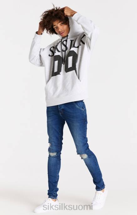 SikSilk sininen distressed slim fit farkku miehet 6LR8563 vaatteet