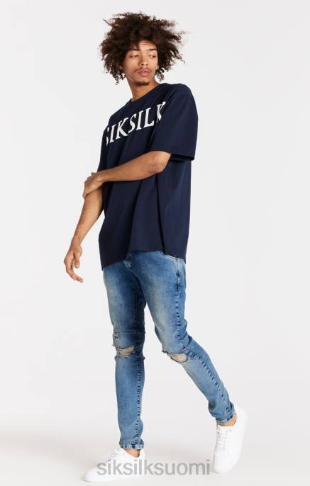 SikSilk vaaleansininen ahdistunut slim fit farkku miehet 6LR8558 vaatteet