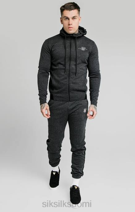 SikSilk Tonal check -mansettihousut - harmaa miehet 6LR8526 vaatteet