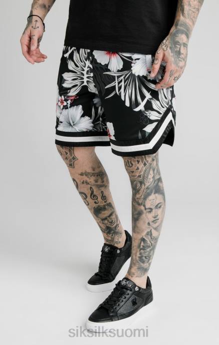 SikSilk kukkakoristoshortsit - mustat miehet 6LR8591 vaatteet