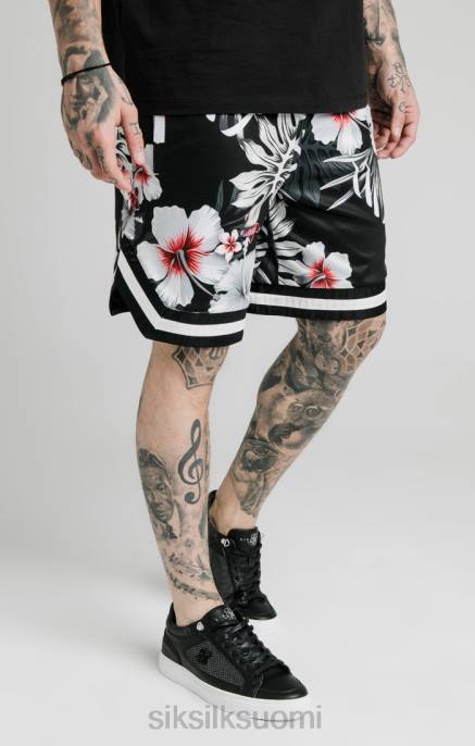 SikSilk kukkakoristoshortsit - mustat miehet 6LR8591 vaatteet
