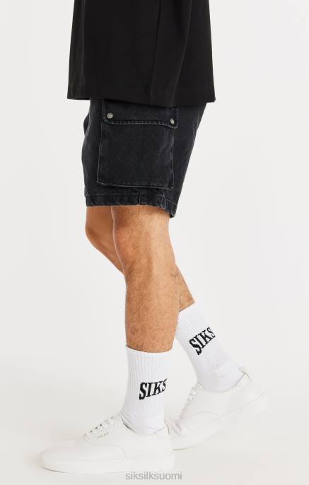 SikSilk musta denim cargo lyhyt miehet 6LR8598 vaatteet