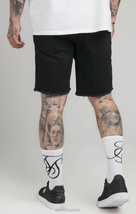 SikSilk musta raakahelma rento denim-shortsi miehet 6LR8582 vaatteet