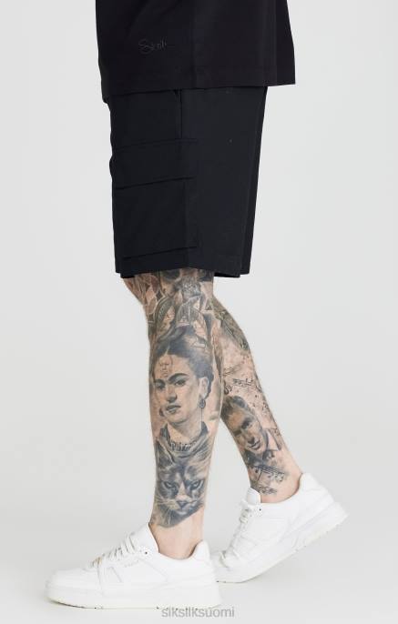 SikSilk musta ripstop cargo short miehet 6LR8586 vaatteet