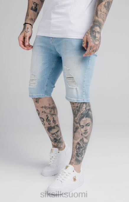 SikSilk sininen ahdistunut denim lyhyt miehet 6LR8583 vaatteet
