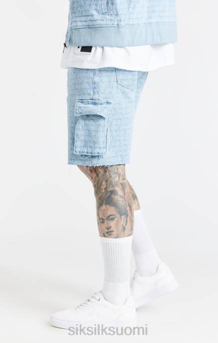 SikSilk sininen jacquard denim cargo short miehet 6LR8593 vaatteet