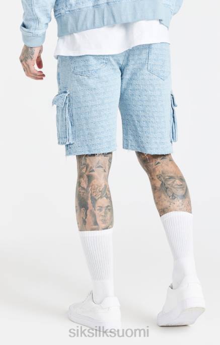 SikSilk sininen jacquard denim cargo short miehet 6LR8593 vaatteet