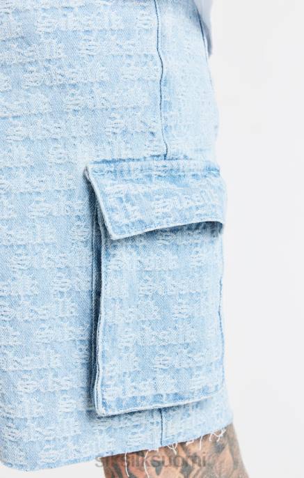 SikSilk sininen jacquard denim cargo short miehet 6LR8593 vaatteet