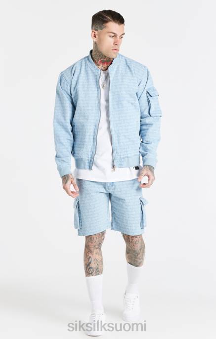 SikSilk sininen jacquard denim cargo short miehet 6LR8593 vaatteet