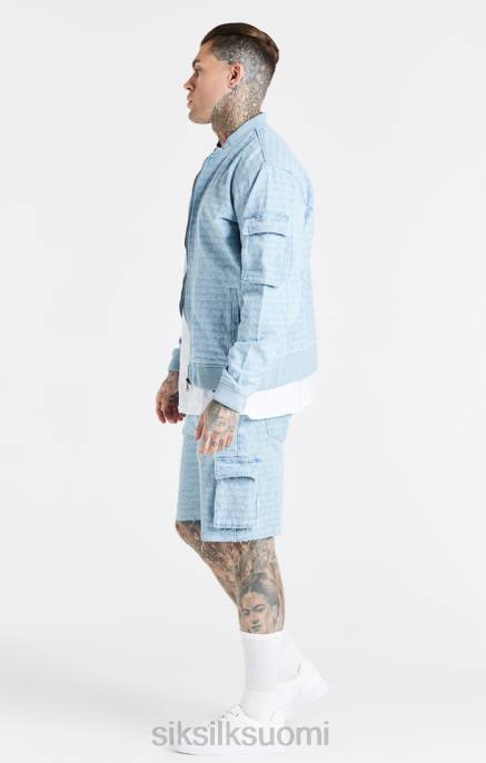 SikSilk sininen jacquard denim cargo short miehet 6LR8593 vaatteet