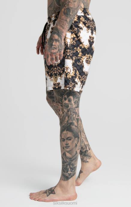 SikSilk musta valkoinen venetsialainen uimahousu miehet 6LR8615 vaatteet