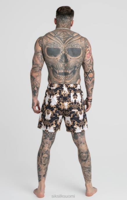 SikSilk musta valkoinen venetsialainen uimahousu miehet 6LR8615 vaatteet