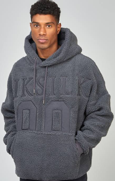 SikSilk charcoal borg 89 applikoitu huppari miehet 6LR8458 vaatteet