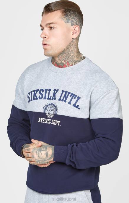 SikSilk laivastonsininen leikkaus ja ompelu ylimitoitettu hiki miehet 6LR8437 vaatteet
