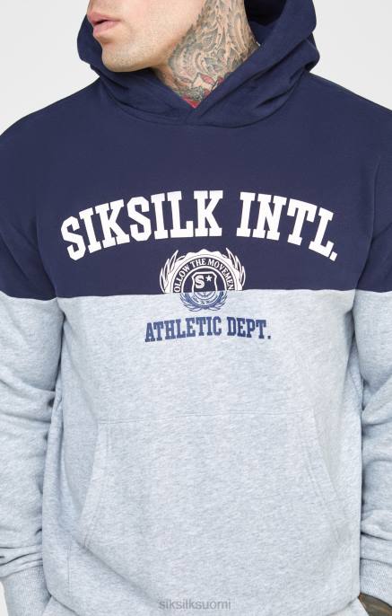 SikSilk laivastonsininen leikkaus ja ompelu ylimitoitettu huppari miehet 6LR8442 vaatteet