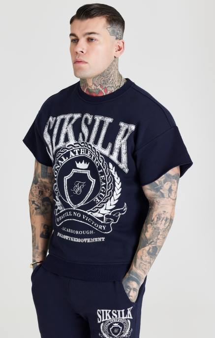 SikSilk laivastonsininen yliopistopaita miehet 6LR8445 vaatteet