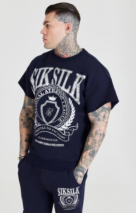 SikSilk laivastonsininen yliopistopaita miehet 6LR8445 vaatteet