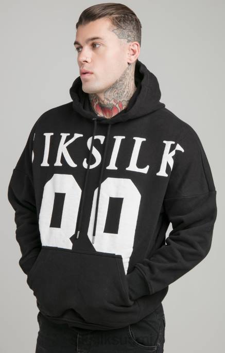 SikSilk musta drop shoulder rennon istuva huppari miehet 6LR8448 vaatteet