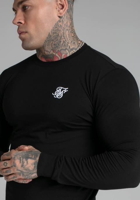 SikSilk musta välttämätön collegepaita miehet 6LR8412 vaatteet