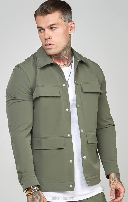 SikSilk khaki utility overshirt miehet 6LR8465 vaatteet