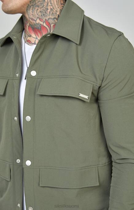 SikSilk khaki utility overshirt miehet 6LR8465 vaatteet