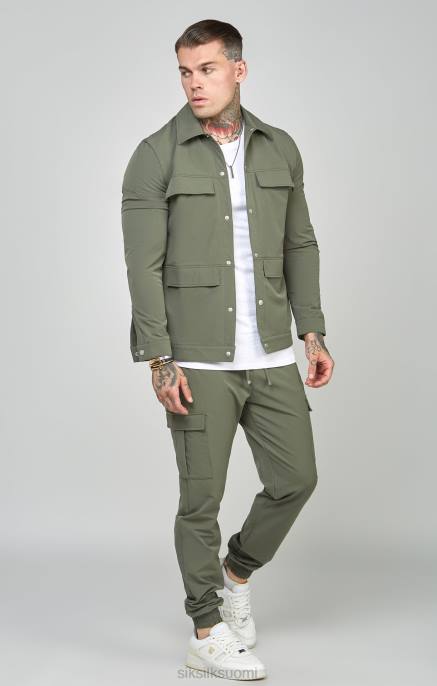 SikSilk khaki utility overshirt miehet 6LR8465 vaatteet