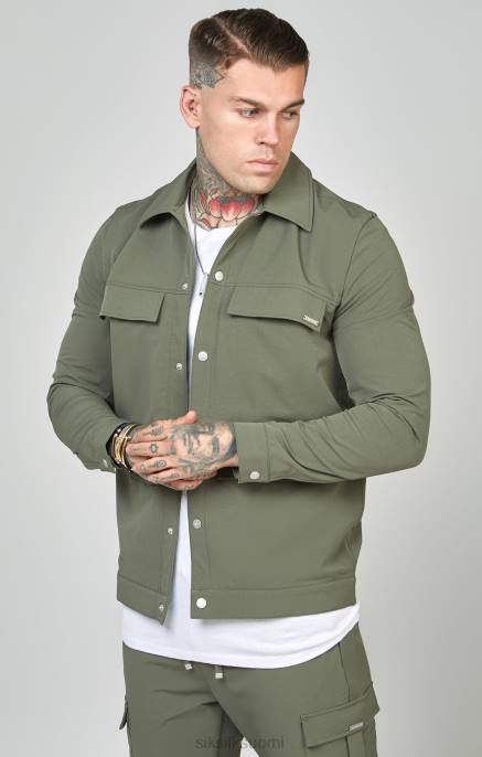 SikSilk khaki utility overshirt miehet 6LR8465 vaatteet