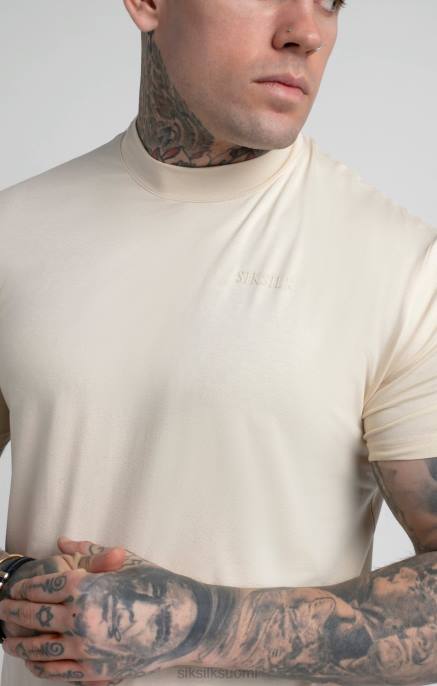SikSilk beige t-paita korkealla pääntiellä miehet 6LR8378 vaatteet