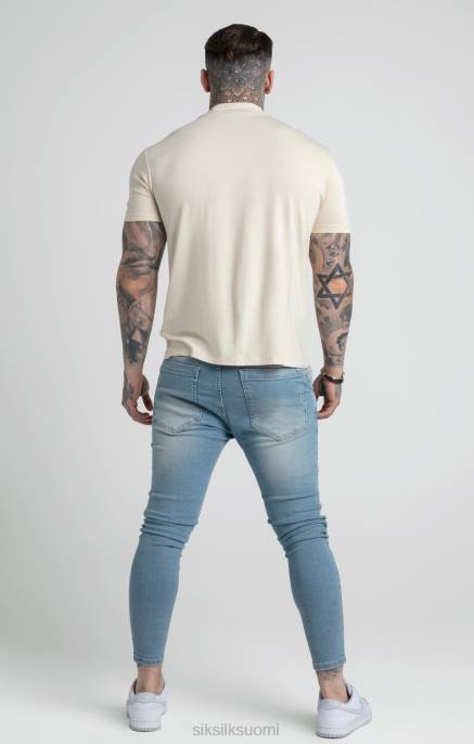 SikSilk beige t-paita korkealla pääntiellä miehet 6LR8378 vaatteet