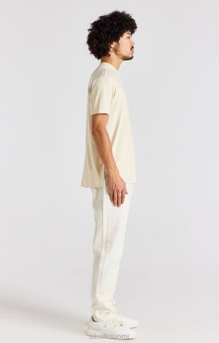 SikSilk beige t-paita korkealla pääntiellä miehet 6LR8378 vaatteet