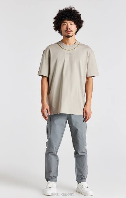 SikSilk beige ylisuuri ketjullinen t-paita miehet 6LR8392 vaatteet