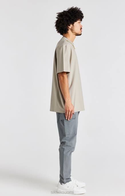SikSilk beige ylisuuri ketjullinen t-paita miehet 6LR8392 vaatteet