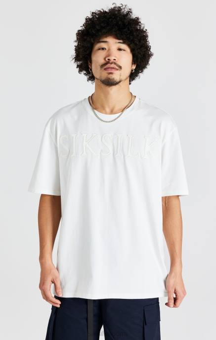 SikSilk ecru oversize -logo-t-paita miehet 6LR8404 vaatteet