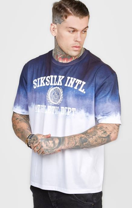 SikSilk laivastonsininen graafinen haalistuva t-paita miehet 6LR8384 vaatteet