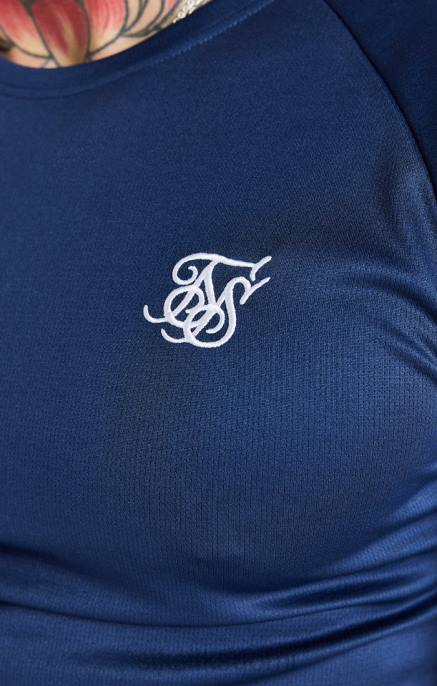 SikSilk laivastonsininen joustava t-paita miehet 6LR8369 vaatteet