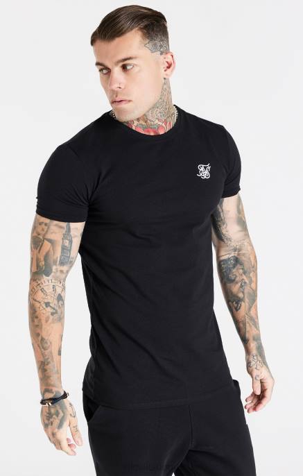 SikSilk musta Essential lyhythihainen lihaskuntoinen t-paita miehet 6LR8363 vaatteet