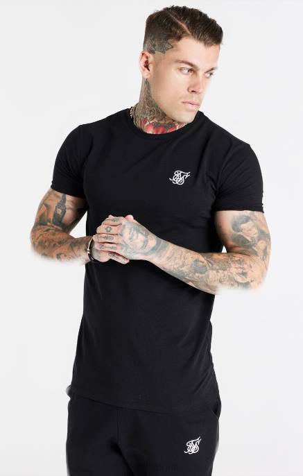 SikSilk musta Essential lyhythihainen lihaskuntoinen t-paita miehet 6LR8363 vaatteet