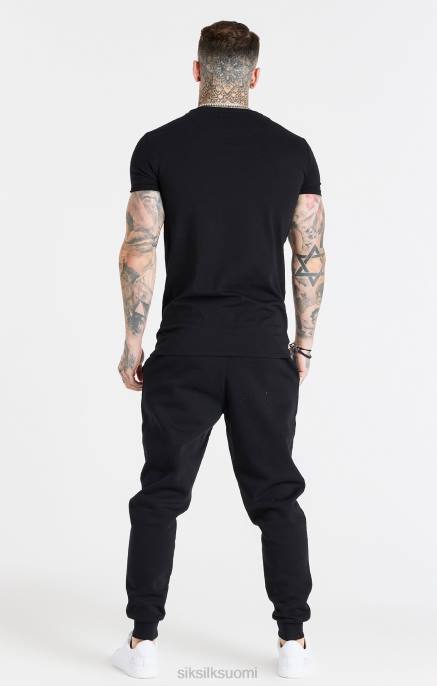 SikSilk musta Essential lyhythihainen lihaskuntoinen t-paita miehet 6LR8363 vaatteet