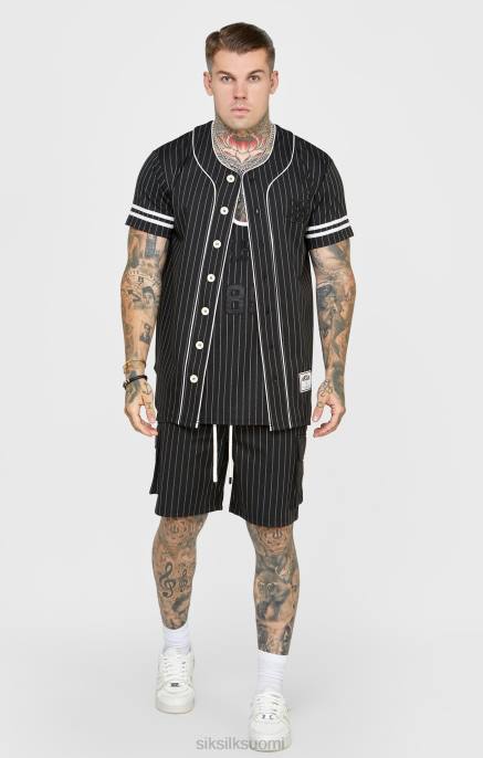 SikSilk musta baseball-paita miehet 6LR8390 vaatteet